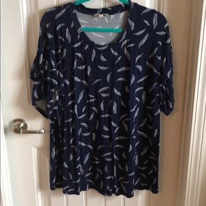 Navy Blue flutter sleeve shirt